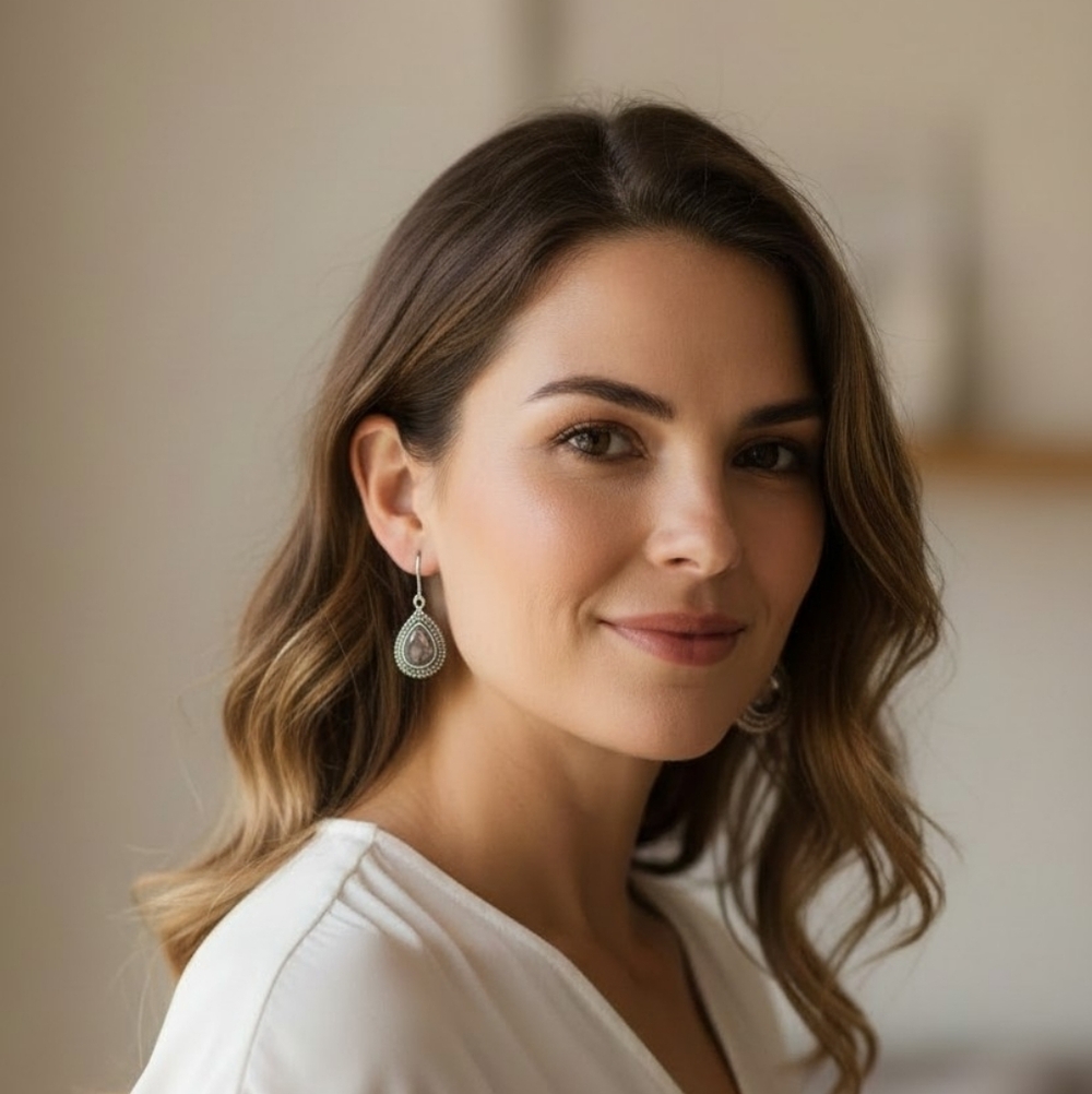 Silver and Black Teardrop Earrings